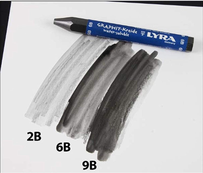 LYRA Graphite Stick, Assorted degree Graphite stick set - Water Soluble - 2B 6B 9B, Art, drawing supplies for sketch & shading pencils - 3 crayon stick - Image 5