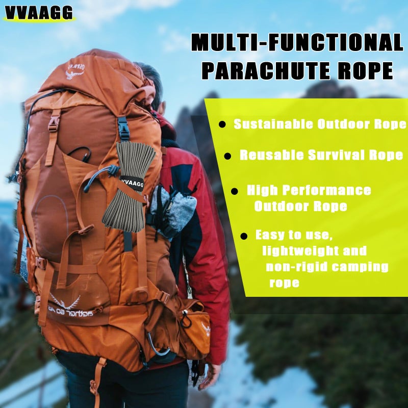 VVAAGG 1000 Paracord Rope, 50ft 12 Strand Parachute Cord for Crafting, DIY Projects, Survival Bracelets, Camping, Tent, Clothsline, Outdoor Hiking, Fishing (Gray, 50FT) - Image 5