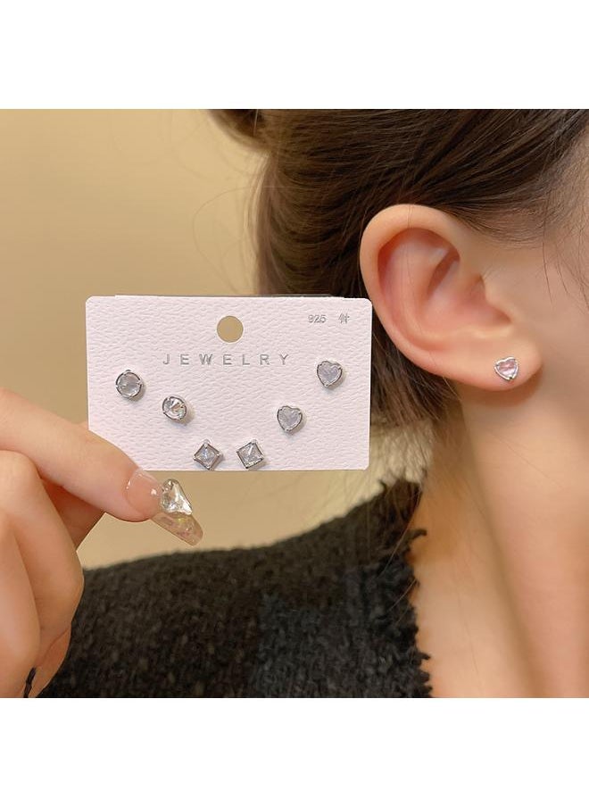 نيبمينينت S925 Silver Needle Zircon Pearl Bow Suit Earrings Female High Sense Niche Minimalist Ear Jewelry 