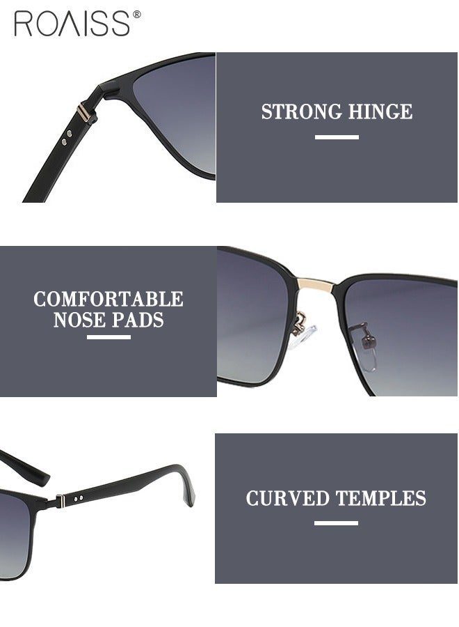 roaiss Men's Square Polarized Driving Sunglasses, UV400 Protection Sun Glasses, Fashion Anti-glare Sun Shades, Suitable for Men Golfing, Fishing, Traveling, Black, 61mm - Image 3