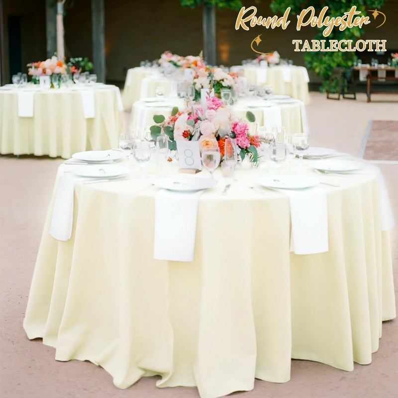 REWOMC 12 Pack Round Tablecloths - 90 Inch, Beige Polyester Table Cover for Round Table, Stain and Wrinkle Resistant Washable Fabric Tablecloth, Polyester Tablecloth for Wedding Banquet Parties - Image 4