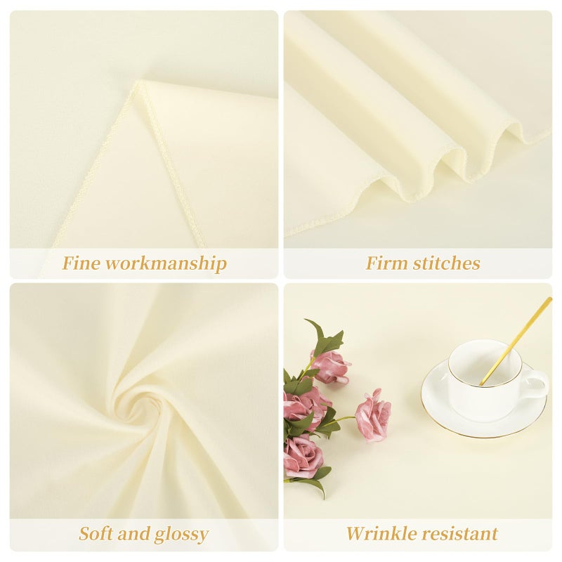 REWOMC 12 Pack Round Tablecloths - 90 Inch, Beige Polyester Table Cover for Round Table, Stain and Wrinkle Resistant Washable Fabric Tablecloth, Polyester Tablecloth for Wedding Banquet Parties - Image 3