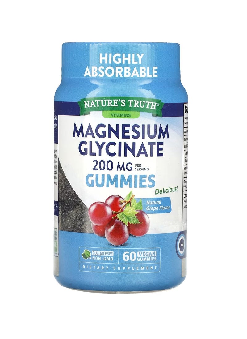 Nature's Truth - Magnesium Glycinate Gummies Natural Grape, 100 mg 60 Vegan Gummies - Image 1