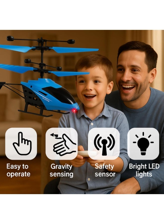 KINGZOMY® Remote Control Flying Helicopter With Palm Sensing and Gravity Sensor - 3D Light Toy (BLUE) - Pack of 1 - Image 3