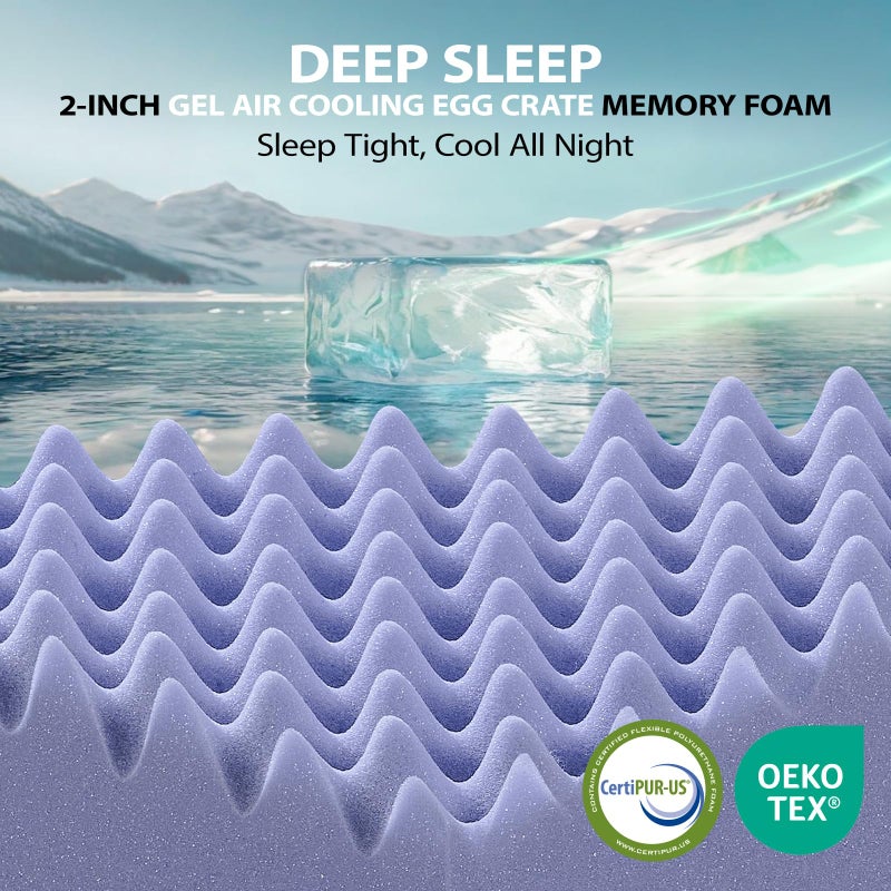 downluxe 4 Inch Queen Memory Foam Mattress Topper Pro Dual Layer 2 Inch Cooling Gel Egg Crate Memory Foam Plus 2 Inch Pillow Top Soft with Deep Pocket - Image 4