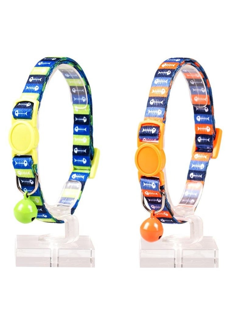 4PC Fish Bones 1 Nylon Cat Collar With Bell Multicolor 20-30cm / 10mm
