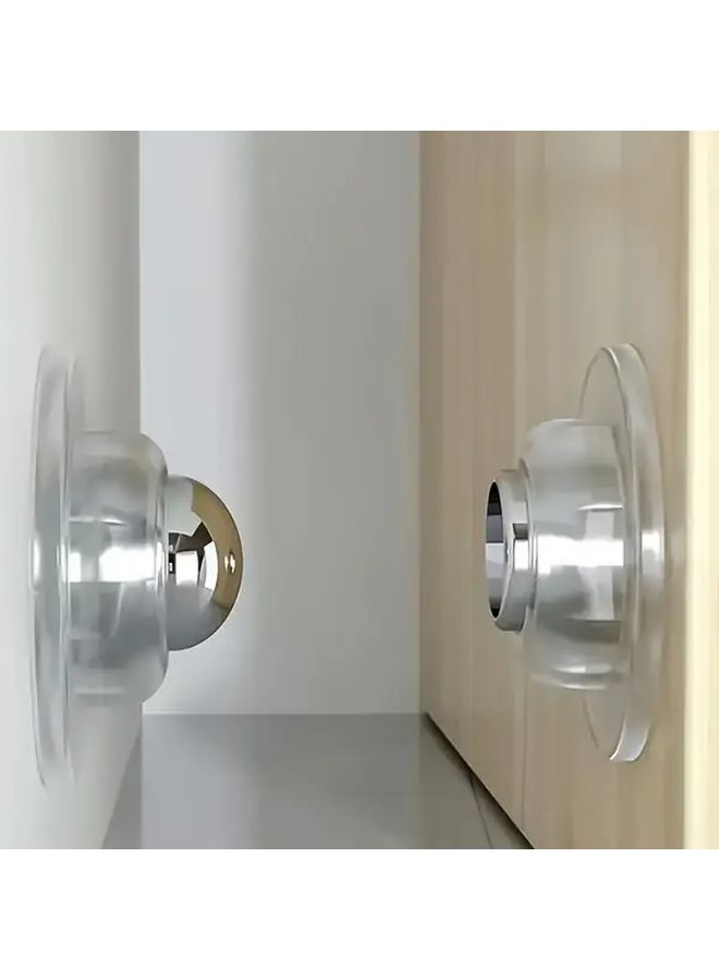 2 Pcs Transparent Silent Door Stop Set No Drilling Required Firm Secure Easy Installation Wall And Floor Mount Durable Silicone Compact Design For Rv Camper Trailer Car Home - Image 4