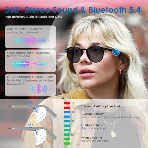 GetD AI Glasses for Men & Women, Smart Glasses Powered by ChatGPT, AI Real-time Translation with 147 languages, 11H Music Play, Bluetooth Sunglasses with Polarized Lens, UV Protection for Daily Use, Travel - Image 3
