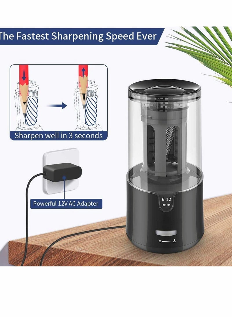 SYOSI Electric Pencil Sharpener Rechargeable and Autostop Large Professional Art for 6 to 12mm Pencils Classroom Office Home Kids Teachers Artists  - Image 2