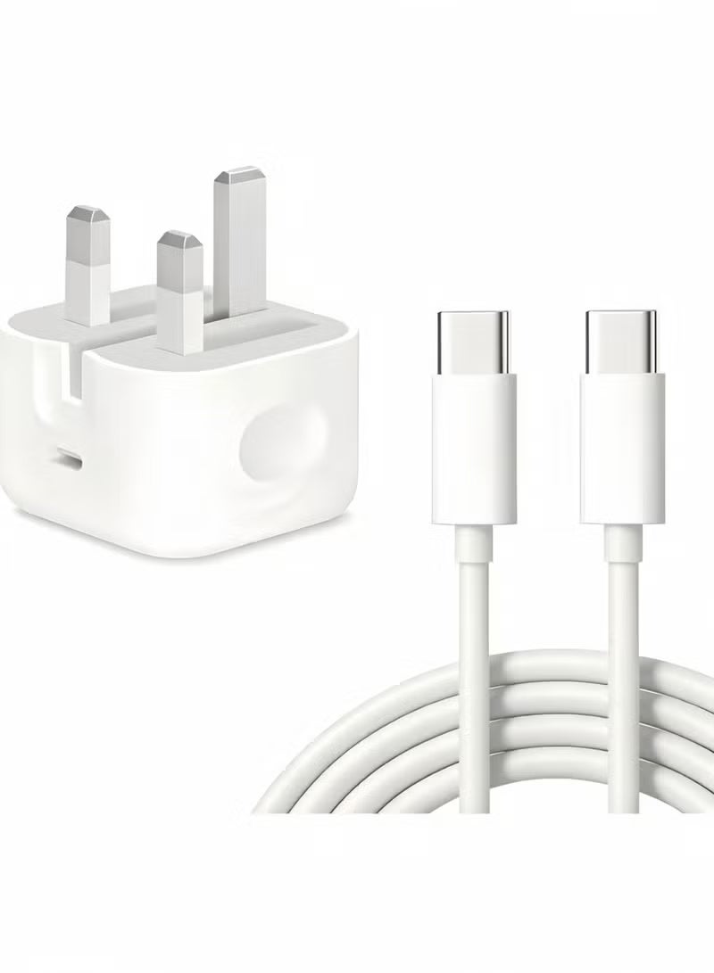 سباركسبروت شاحن سريع للآيفون بقوة 35 واط | شاحن حائط سريع بمنفذ USB-C مع كابل شحن (Type-C إلى Type-C) بطول متر واحد، متوافق مع هواتف iPhone 17/16/15 (بجميع إصداراتها: Pro Max وPro وPlus) وجميع الهواتف المزودة بمنفذ Type-C. - Image 1