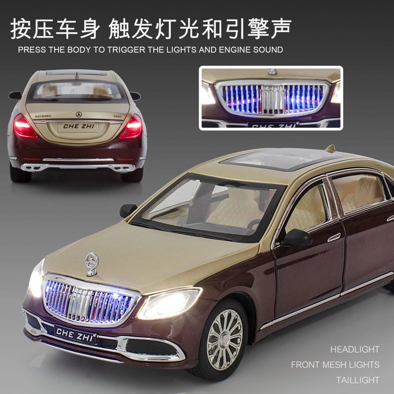 1:24 Mercedes-Benz Maybach S600 Alloy Car Model Sound And Light Children'S Toy Car Gift Collection - Image 3