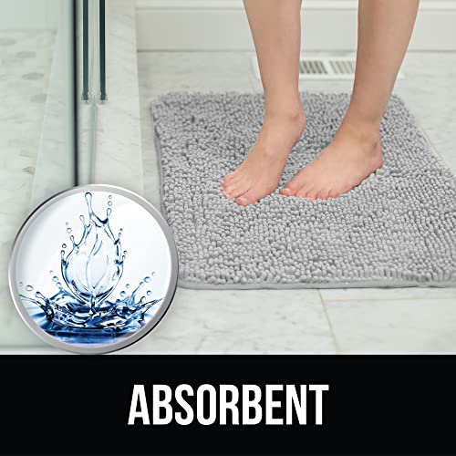 KANGAROO Bathroom Rugs, Chenille Soft Absorbent Bath Rug, Shaggy Shower Mat, Quick Dry Machine Wash Bathmat, Plush Carpet Mats for Tub, Bathtub and Room Home Decor Accessories, 30x20, Light Blue - Image 3