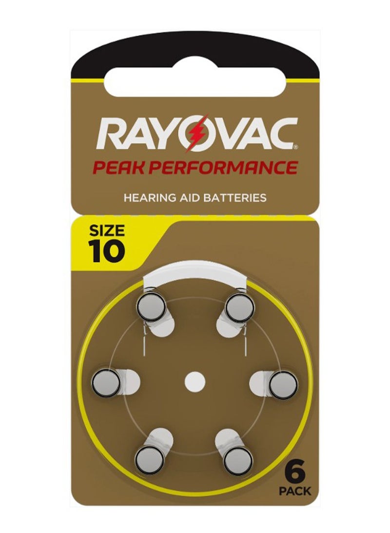 Rayovac Hearing Aid Batteries Peak Performance - type 10 (PR70) blister (6 pcs) , made in united kingdom - Image 1