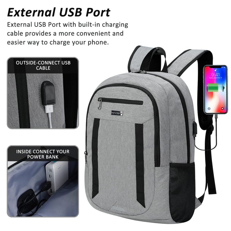 MAXTOP Travel Laptop Backpack Business Backpacks with USB Charging Port Water Resistant School College Bookbag - Image 4