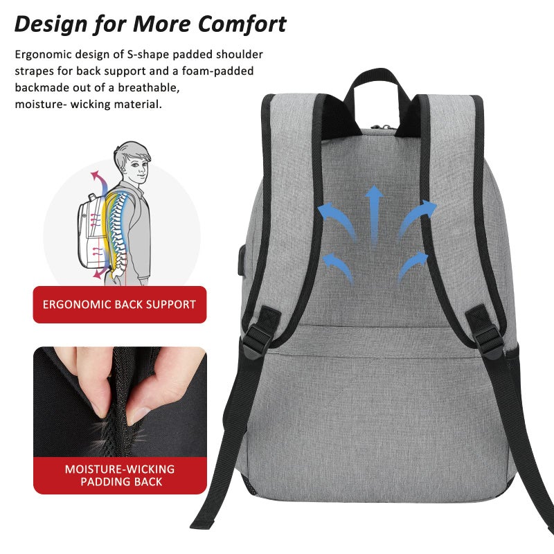 MAXTOP Travel Laptop Backpack Business Backpacks with USB Charging Port Water Resistant School College Bookbag - Image 5