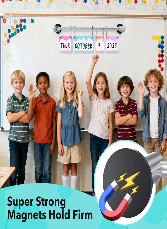 VanPet Magnetic Calendar Rod for Whiteboard, Flip Calendar for Classroom, Anchor Chart Paper Holder, Stainless Steels Magnetic Rod, Classroom Must Haves - Image 5