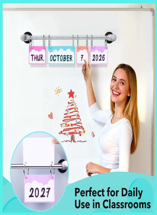 VanPet Magnetic Calendar Rod for Whiteboard, Flip Calendar for Classroom, Anchor Chart Paper Holder, Stainless Steels Magnetic Rod, Classroom Must Haves - Image 4