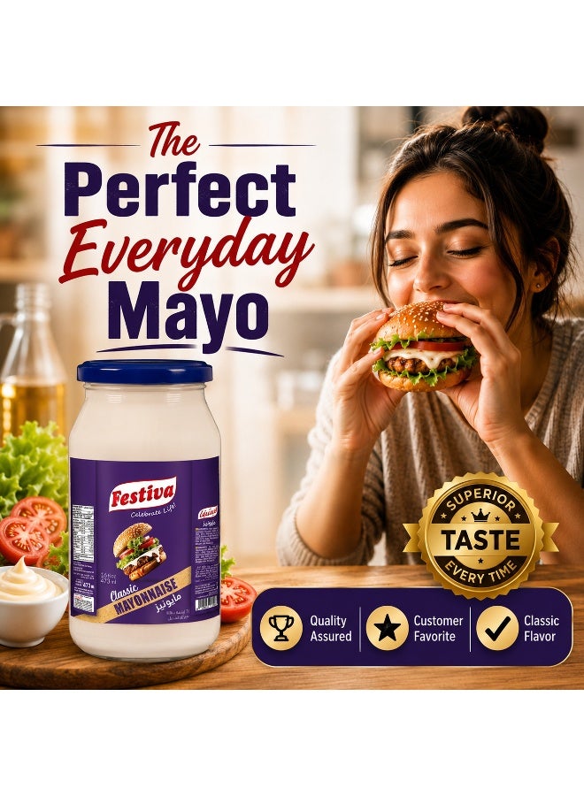 Festiva Classic Mayonnaise 35% Fat 473ml Glass Jar - Creamy Mayo Sandwich Spread for Burgers, Sandwiches, Wraps and Snacks - Dip and Dressing - Image 5