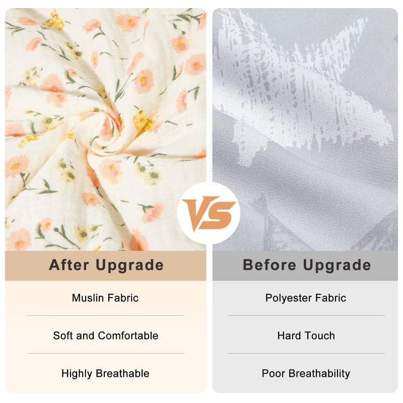 BeBeJoJo Muslin Shopping Cart Cover for Baby Soft & Breathable High Chair Covers for Restaurant Seat Grocery Cart Cover with Storage Pocket Machine Washable for Infant Toddler Boy Girl, Beige Floral - Image 2