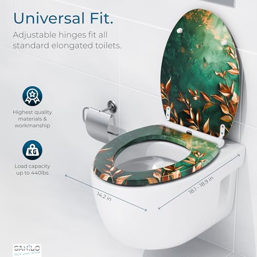 Sanilo Wooden Toilet Seat with Quick Release & Soft Close [ELONGATED] - Decorative & Slow Close Molded Wood Seat - With One Click for Easy Installation & Cleaning - With Adjustable Fit (Greego) - Image 4