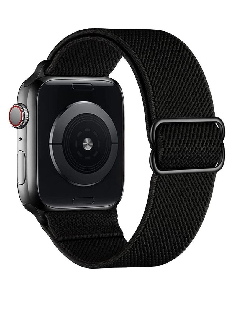 Phone Planet Nylon Solo Loop Bands Compatible with Apple Watch 42mm 44mm, Adjustable Stretch Braided Sport Elastics Women Men Strap Compatible with iWatch Series 6/5/4/3/2/1 SE, Black - Image 1