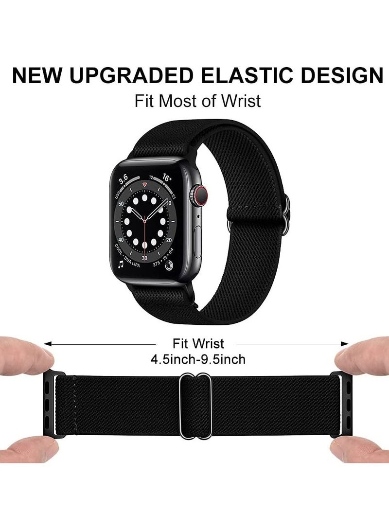 Phone Planet Nylon Solo Loop Bands Compatible with Apple Watch 42mm 44mm, Adjustable Stretch Braided Sport Elastics Women Men Strap Compatible with iWatch Series 6/5/4/3/2/1 SE, Black - Image 2