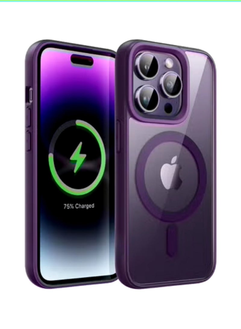 ACLIX Magnetic Case for iPhone 15 Pro Max [Shockproof & Slim] Clear Hard Back Cover with high-Grade Protection | Deep Purple - Image 1