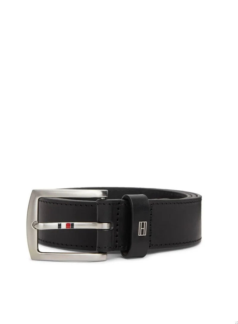 Tommy Hilfiger Black Square Buckle Leather Belt for Men | Best Price UAE