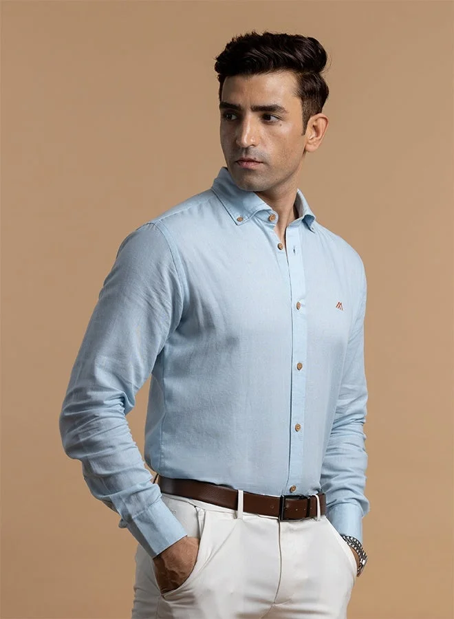 Mannerism The Breezy Linen Sky Blue Shirt, Comfort Fit