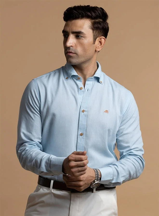 Mannerism The Breezy Linen Sky Blue Shirt, Comfort Fit
