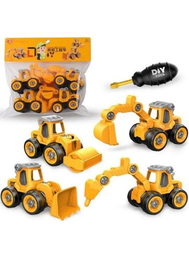 FAMOUS QUALITY Plastic Construction Trucks with Screwdriver Tools Toy, 3 Year and Above (1 Set of 4),Multicolor - Image 1