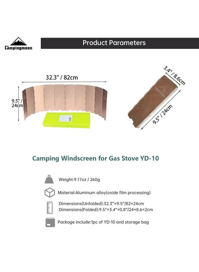 camping moon Campingmoon 10 Plates Foldable Camping Windscreen Folding Camp Stove Windshield with Storage Box - Image 2