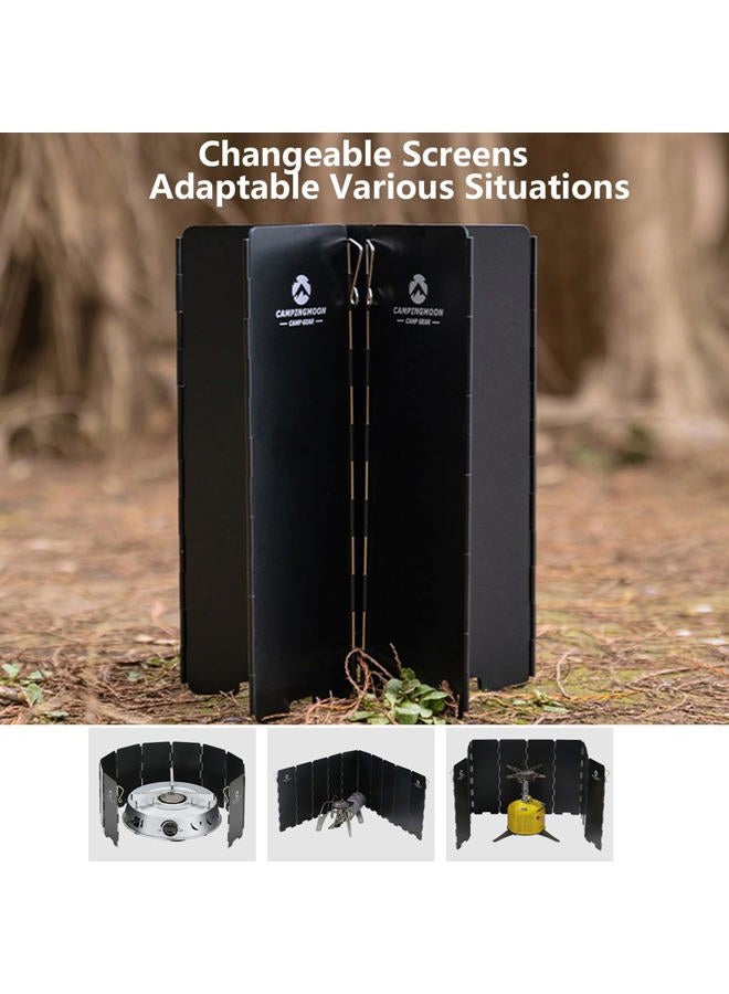 camping moon Campingmoon 10 Plates Foldable Camping Windscreen Folding Camp Stove Windshield with Storage Box - Image 5