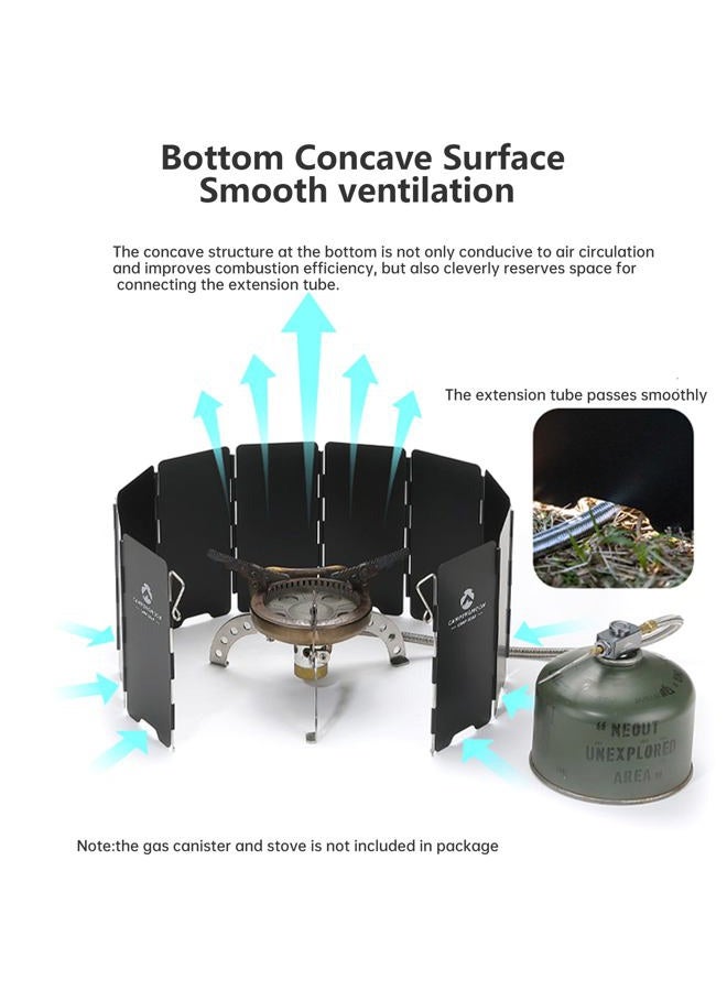 camping moon Campingmoon 10 Plates Foldable Camping Windscreen Folding Camp Stove Windshield with Storage Box - Image 4