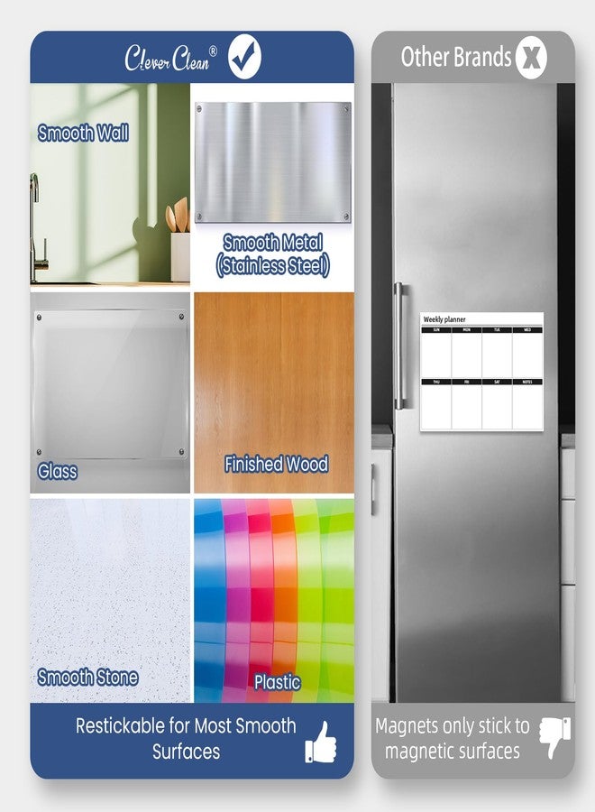 Clever Clean Non-Magnetic Dry Erase List for Fridge - Reusable 8"x11.5" List and Weekly Planning Board Stick to Most Smooth Surfaces - 3 Dry Erase Markers Included - Image 4