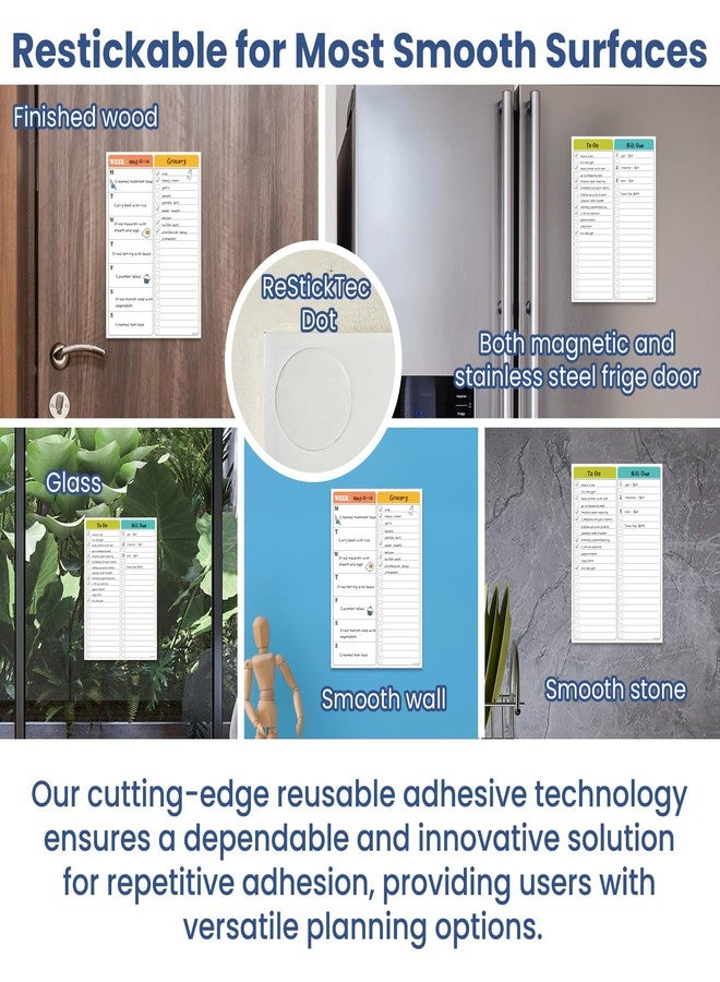Clever Clean Non-Magnetic Dry Erase List for Fridge - Reusable 8"x11.5" List and Weekly Planning Board Stick to Most Smooth Surfaces - 3 Dry Erase Markers Included - Image 2