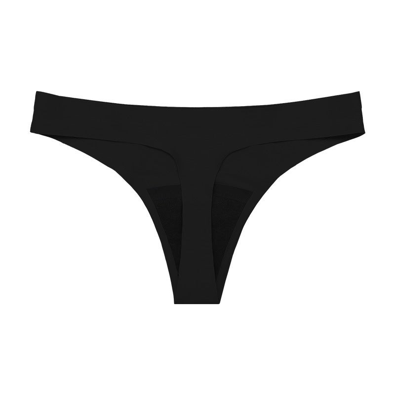 Seamless Ice Silk Plus Size Cotton Crotch Menstrual Panties Black  - Image 1