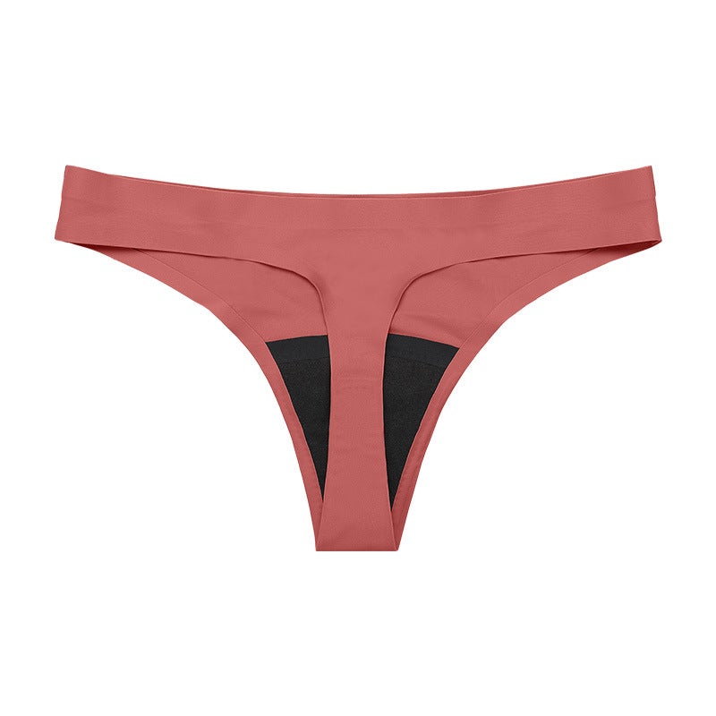 Seamless Ice Silk Plus Size Cotton Crotch Menstrual Panties Black  - Image 3