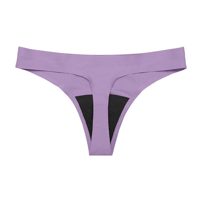 Seamless Ice Silk Plus Size Cotton Crotch Menstrual Panties Black  - Image 2