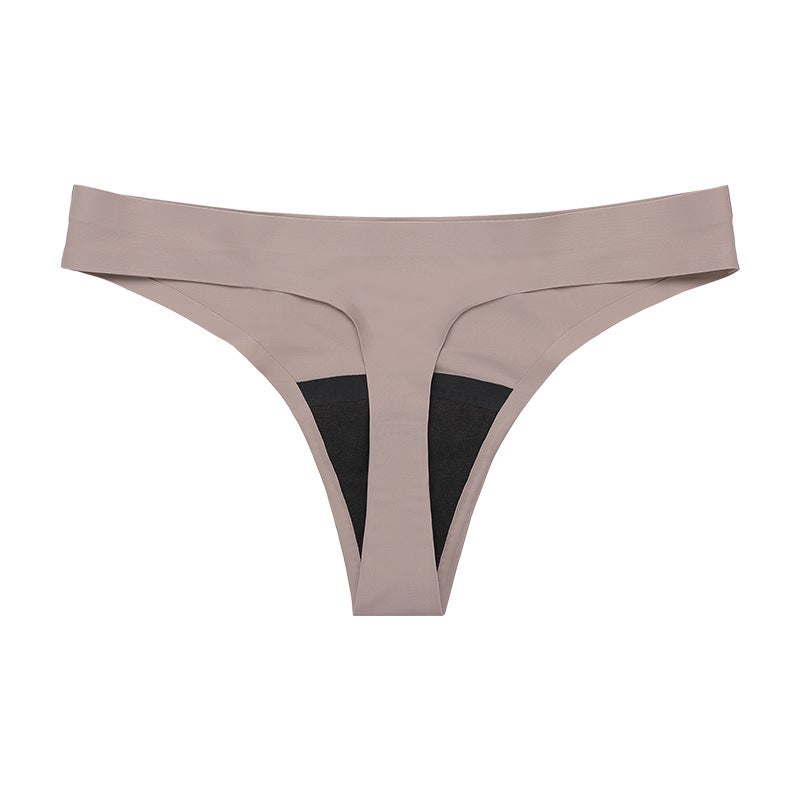 Seamless Ice Silk Plus Size Cotton Crotch Menstrual Panties Black  - Image 4
