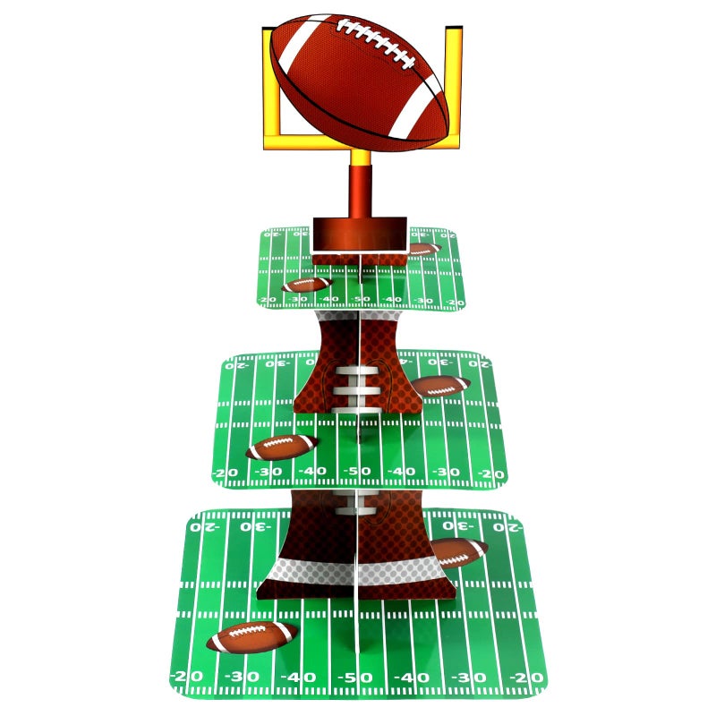 Nuenen Football Theme Party Cupcake Stand Decorations 3 Tier Cupcake Concession Tower Sports Theme Birthday Dessert Stand for Sports Party Supplies Decor Football