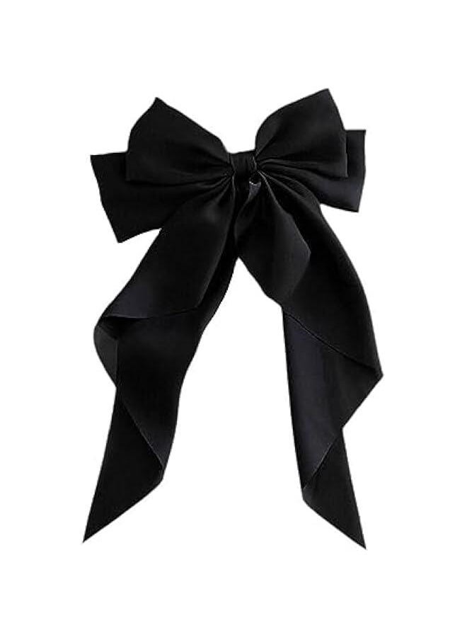 Generic - Large Bow Barrettes Silky Satin Hair Bow Clip Long Ribbon Bowknot Hair Pins for Women and Girls French Bow Hair Clip Cute Fashion Hair Accessories - Image 1