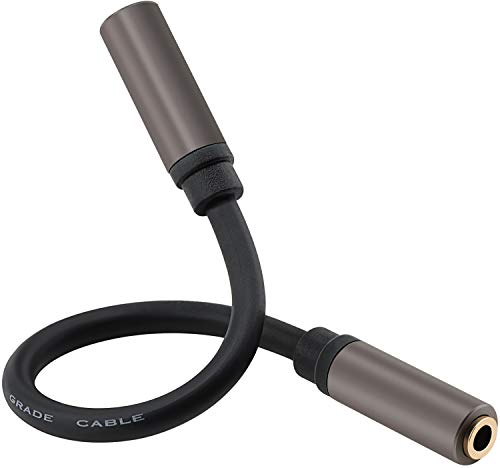 Pasow 3.5mm Female to Female Adapter Cable TRS Stereo Audio AUX Connector Cod for Headphones, Car, HiFi - 15cm/6inch (Coffee) - Image 1