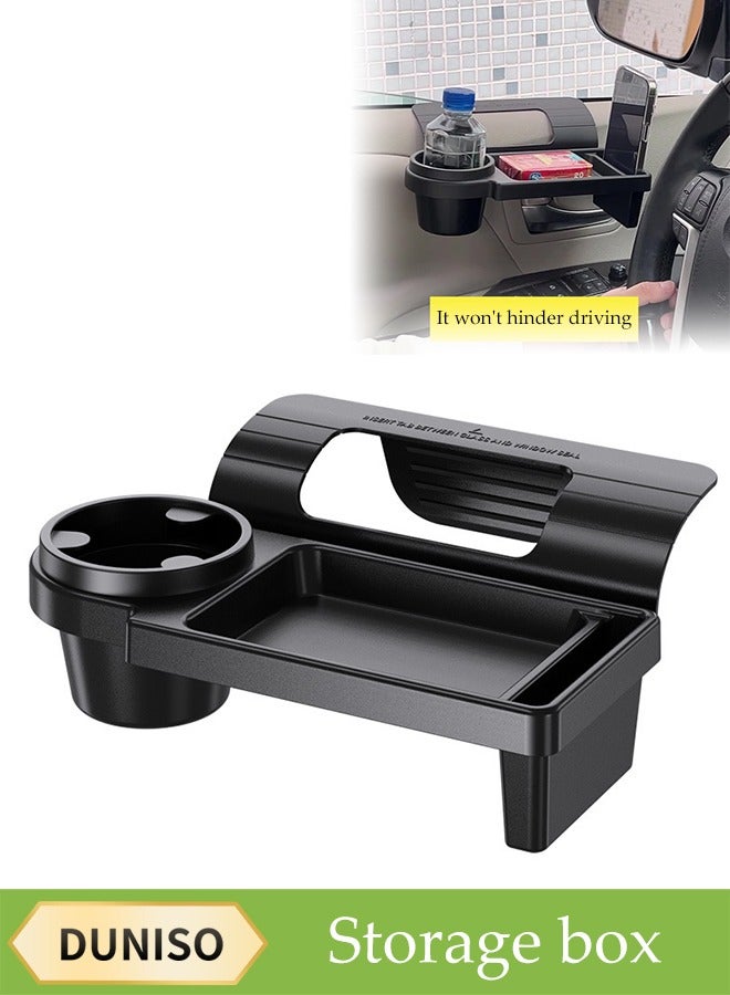 Car Window Storage Tray, Multifunctional Car Storage Box With Cup Holder, Portable Car Cup Holder, Door Side Hanging Storage Rack,Durable And Sturdy, Not Easily Deformed，Used For Storing Mobile Phones, Keys, Cups, Earphone，Black