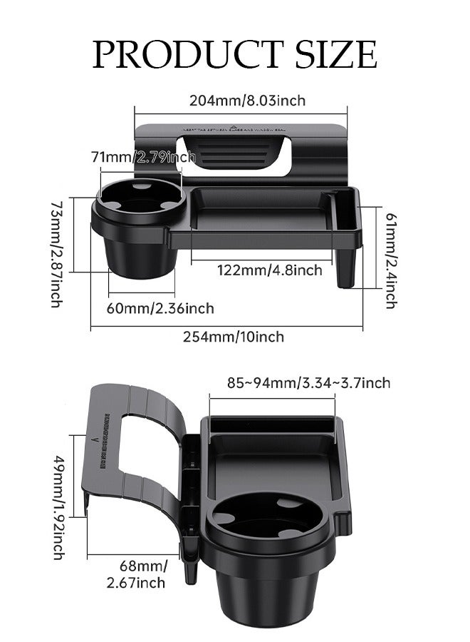 Car Window Storage Tray, Multifunctional Car Storage Box With Cup Holder, Portable Car Cup Holder, Door Side Hanging Storage Rack,Durable And Sturdy, Not Easily Deformed，Used For Storing Mobile Phones, Keys, Cups, Earphone，Black