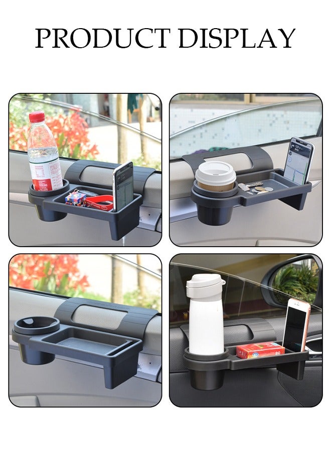 Car Window Storage Tray, Multifunctional Car Storage Box With Cup Holder, Portable Car Cup Holder, Door Side Hanging Storage Rack,Durable And Sturdy, Not Easily Deformed，Used For Storing Mobile Phones, Keys, Cups, Earphone，Black