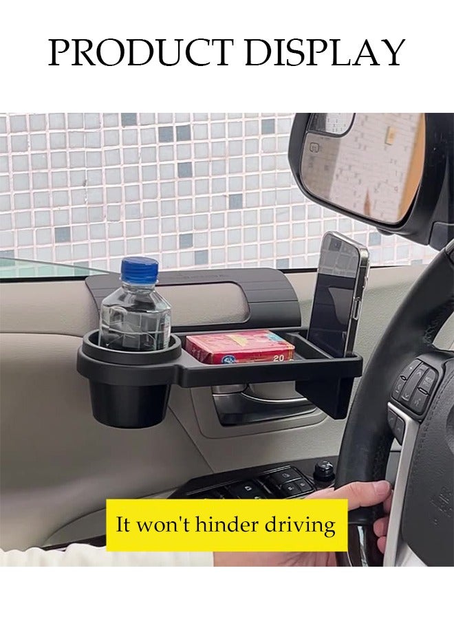 Car Window Storage Tray, Multifunctional Car Storage Box With Cup Holder, Portable Car Cup Holder, Door Side Hanging Storage Rack,Durable And Sturdy, Not Easily Deformed，Used For Storing Mobile Phones, Keys, Cups, Earphone，Black