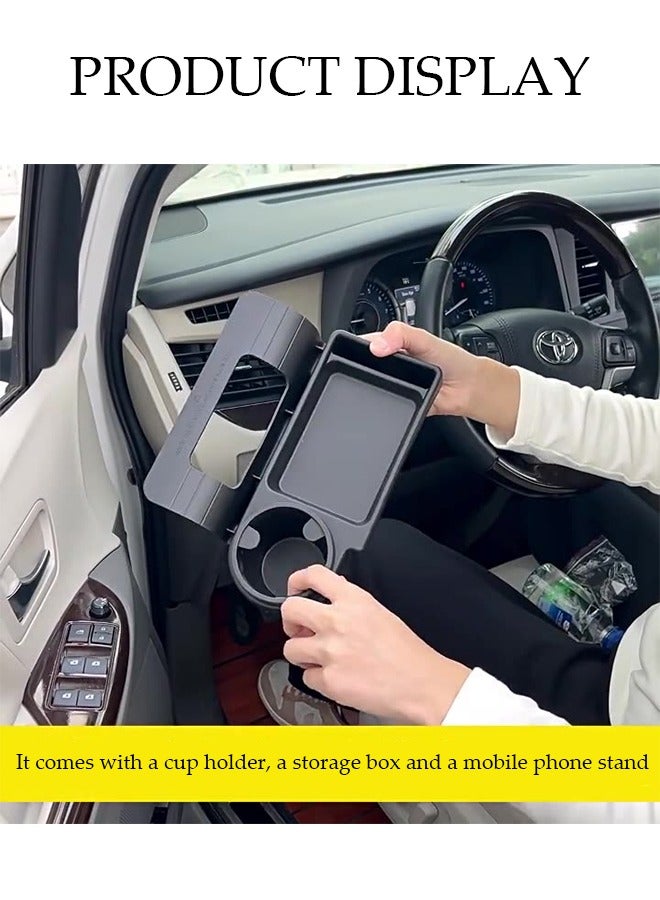 Car Window Storage Tray, Multifunctional Car Storage Box With Cup Holder, Portable Car Cup Holder, Door Side Hanging Storage Rack,Durable And Sturdy, Not Easily Deformed，Used For Storing Mobile Phones, Keys, Cups, Earphone，Black