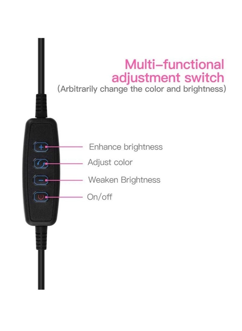 DUSALA Selfie Ring Light with Cell Phone Holder Stand for Live Stream Makeup Sixport Desk Lamp with 3 Light Modes Brightness Flexible Arms Compatible Light 4 inch - Image 5