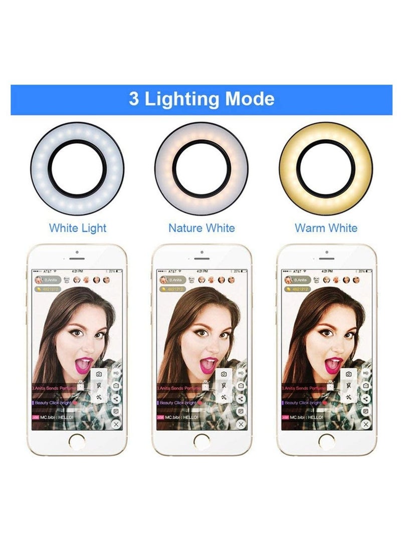 DUSALA Selfie Ring Light with Cell Phone Holder Stand for Live Stream Makeup Sixport Desk Lamp with 3 Light Modes Brightness Flexible Arms Compatible Light 4 inch - Image 2
